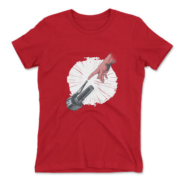 Creation Of Adam - Motorcycle Womens T-Shirt in Red color